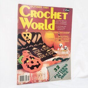 Crochet World Magazine Halloween Oct 1984 Navajo Vest Jack o Lantern Doilies